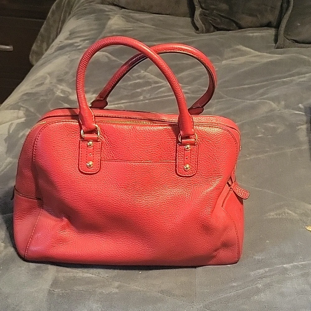 MICHAEL MICHAEL KORS Red Leather Large Bedford Tassel Satchel - Picture 3 of 5